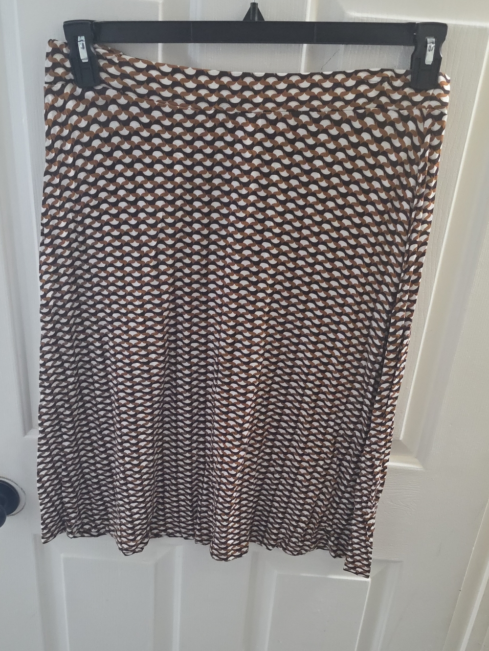 New York & Company Brown and White Printed Midi Skirt